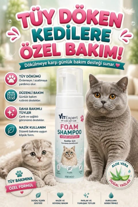 Vitexpert شامپو فوم خشک طبیعی مخصوص گربه‌های با ریزش مو Vet Clinic Soft Care