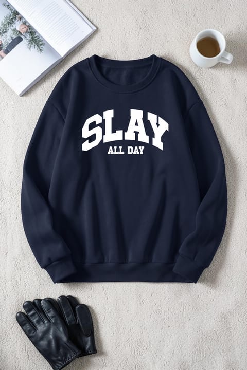 سویشرت یقه گرد چاپ Slay All Day یونیسکس uyguntarz