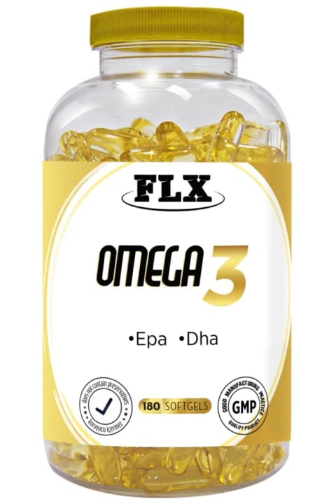 FLX 180 نرمژلاتینی روغن ماهی امگا 3 حاوی EPA و DHA