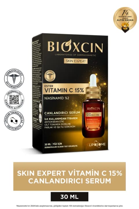 Bioxcin Skin Expert ویتامین C 15% سرم شادابکننده 30 میلیلیتر - Ester C نیاسینامید
