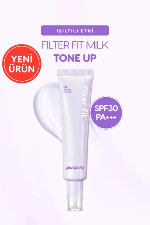 PERIPERA درخشنده، کرم یکدستکننده تن رنگ Filter Fit Milk Tone Up (004 Glowy Pur...