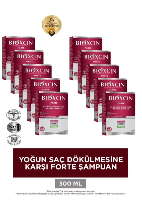 Bioxcin Forte شامپو ضد ریزش مو ۳۰۰ میلیلیتر (بسته ۱۰ عددی)