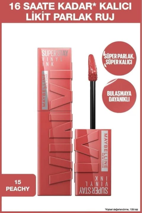 Maybelline New York Super Stay Vinyl Ink ماندگار طولانی مدت با رنگ هلویی - نسخه مایع