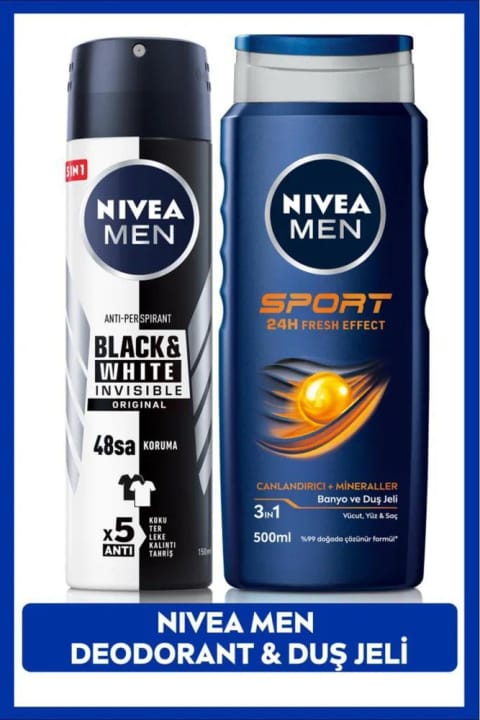 NIVEA MEN اسپری دئودورانت مشکی و سفید نامرئی اصلی و MEN Sport E...