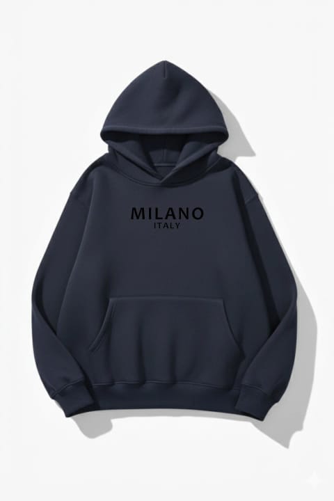 سویشرت اورسایز یونیسکس uyguntarz طرح چاپی Milano Italy بافت سه‌نخ نرم