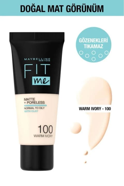 Maybelline New York Fit Me Matte Poreless فاندیشن - 100 Warm Ivory