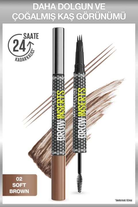 مداد ابرو دو سر Maybelline New York Brow Insert – 02 Soft Brown