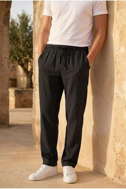 شلوار مردانه Baggy ماسلین سبک و راحت Valiberta - مشکی