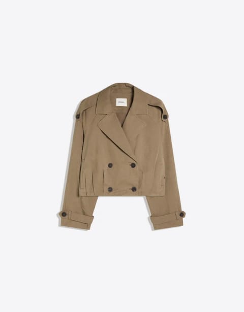 Pleated cropped trench coat