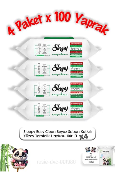 Sleepy Easy Clean دستمال تمیزکننده سطوح 100 تایی × 4