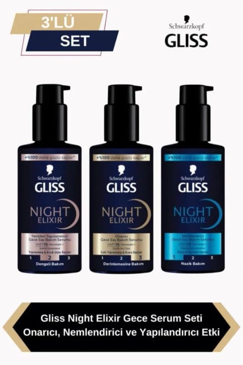 ست سرم شب Gliss Night Elixir: اثر ترمیم‌کننده، آبرسان و ساختارساز