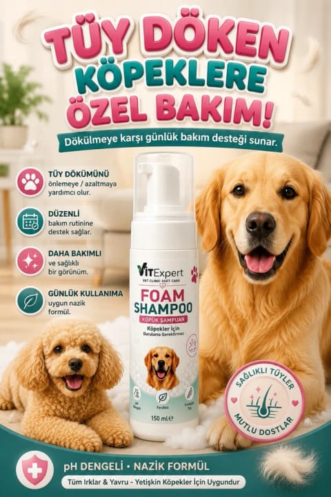 Vitexpert شامپو فومی خشک مخصوص سگ‌های دارای ریزش مو Vet Clinic Soft Care |...