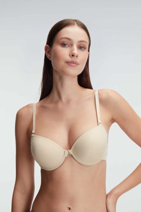Anıl Lingerie سوتین زنانه رنگ طبیعی با فنر، کمر باریک، روزانه، ساپورتدار، پددار پوشآپ