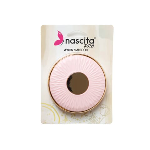 آینه آرایش جیبی Nascita سایز ۹ سانتیمتر رنگ صورتی NASAYNA00050PN