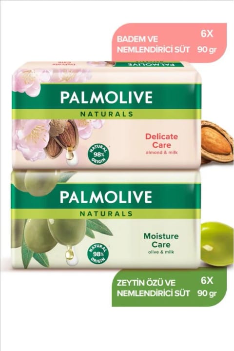 صابون جامد Palmolive بادام 6×90 و زیتون 6×90 گرم صابون دست و بدن