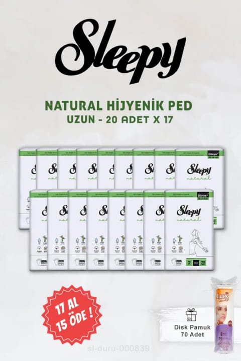 Sleepy Natural Ultra حساس نوار بهداشتی بلند ۲۰ عددی و پنبه دیسک