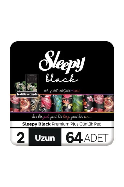 Sleepy Black Premium Plus پد روزانه بلند ۶۴ عددی