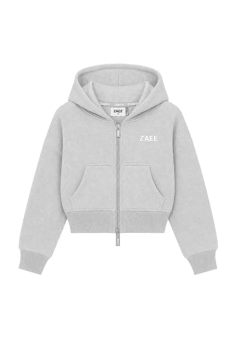 zaee هودی زیپدار کراپ با گلدوزی، قابل استفاده در تمام فصول