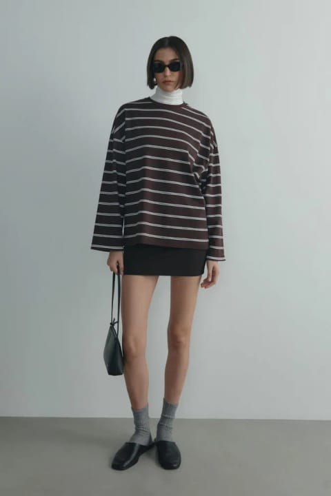 تی‌شرت راه‌راه Lizzy قهوه‌ای