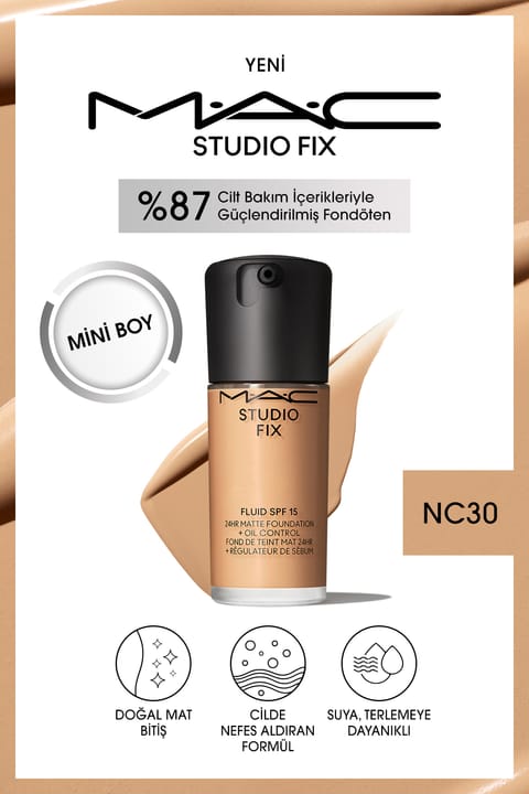 فونداسیون مینی مات M.A.C Studio Fix Fluid SPF 15 - NC30 - 15 ml