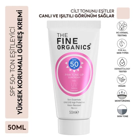 The Fine Organics SPF+50 تون یکنواخت‌کننده ضدآفتاب صورتی محافظت بالا ۵۰ میلی‌لیتر