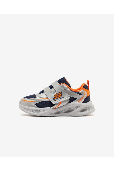 SKECHERS METEOR-LIGHTS - GLOW پسر بچه نقره‌ای/نارنجی کفش اسپرت چراغ‌دار