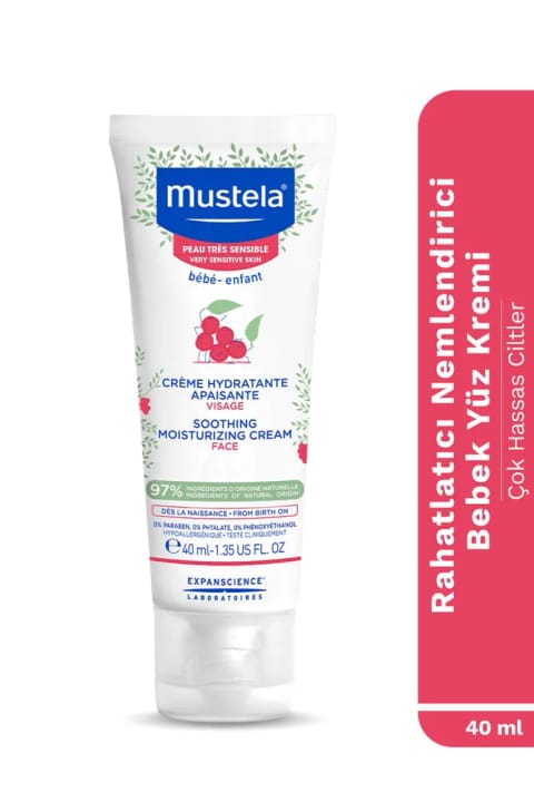 کرم صورت تسکیندهنده و آرامبخش پوست بسیار حساس Mustela با ۹۷٪ محتوای طبیعی