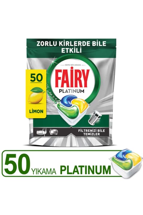Fairy Platinum همه کاره قرص ماشین ظرفشویی لیمو، 50 عدد