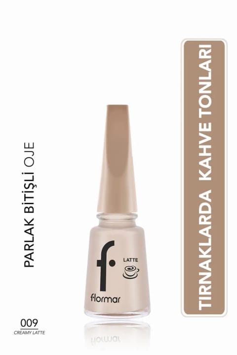 Flormar Latte لاک ناخن قهوه‌ای با پیگمنت بالا و براق