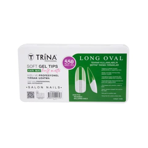 ست ناخن مصنوعی ژل نرم Trina مدل Long Oval نیمه‌مات ۵۵۰ عددی TRNNAIL0022