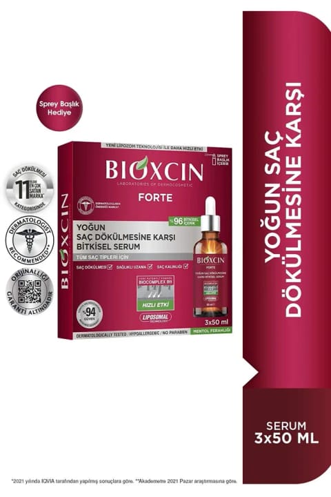 Bioxcin Forte سرم گیاهی ضد ریزش موی شدید ۳×۵۰ میلی‌لیتر لیپوزومال