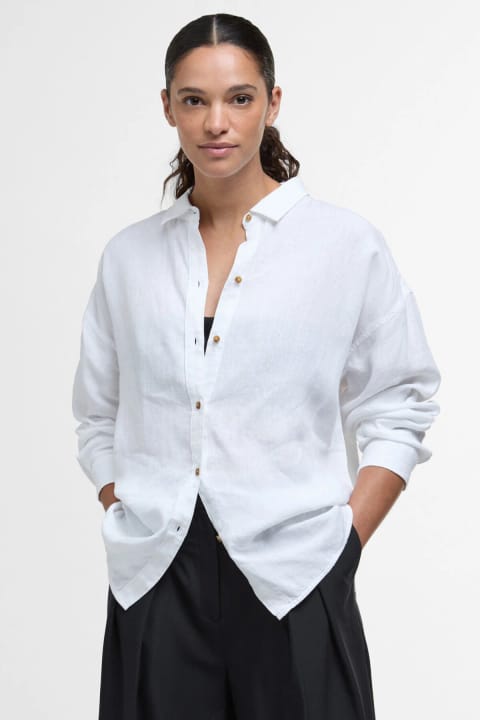 پیراهن Barbour Hampton مدل WH12 رنگ سفید/سافاری درس تارتان