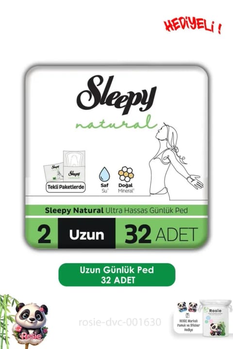 Sleepy Natural Ultra حساس روزانه بلند ۳۲ عددی پد و ROSIE