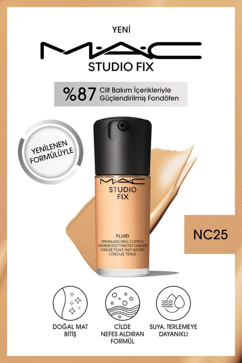 فونداسیون مات M.A.C Studio Fix Fluid SPF15 ماندگاری تا ۲۴ ساعت - رنگ: NC2...
