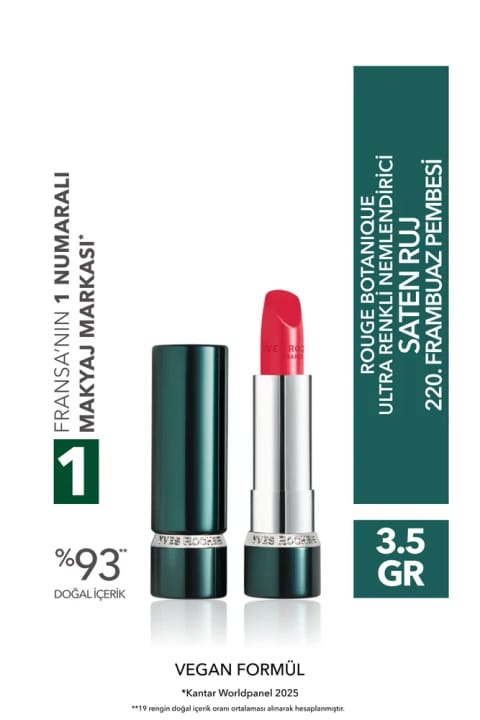 Yves Rocher Rouge Botanique رژ لب ساتن فوقرنگی و مرطوبکننده - 220. Frambu...