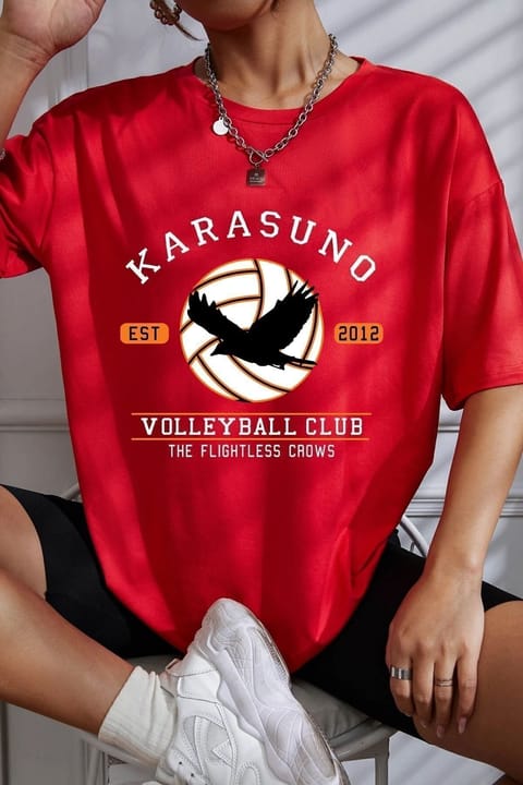 تیشرت چاپی Karasuno یونیسکس uyguntarz