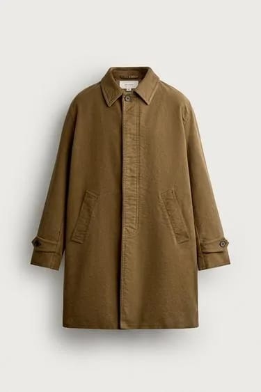 Zara کت پنبه‌ای برس‌خورده با فیت رگولار