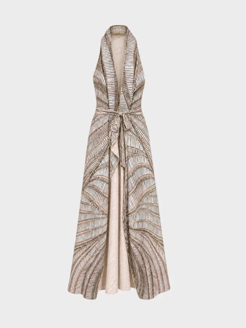 کیمونو با بند هالتر و جزئیات طرح‌دار