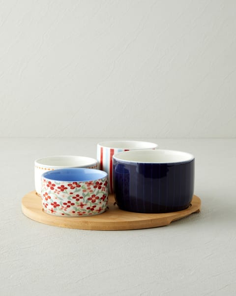 ست ۵ تکه ظرف سرو Stoneware Country Bloom ۲۵ سانتی‌متری رنگی