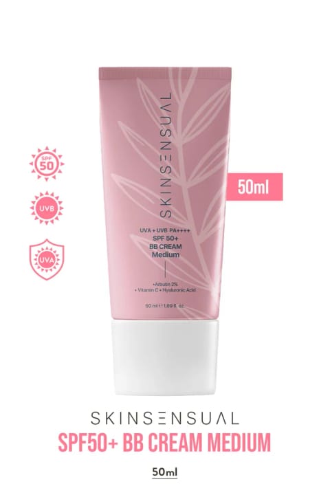 Skin Sensual کرم بی‌بی پوشاننده SPF50+ PA++++ رنگ Medium 50 میلی‌لیتر | ضد لک، روشن‌کننده پوست | محافظ UVA+UVB