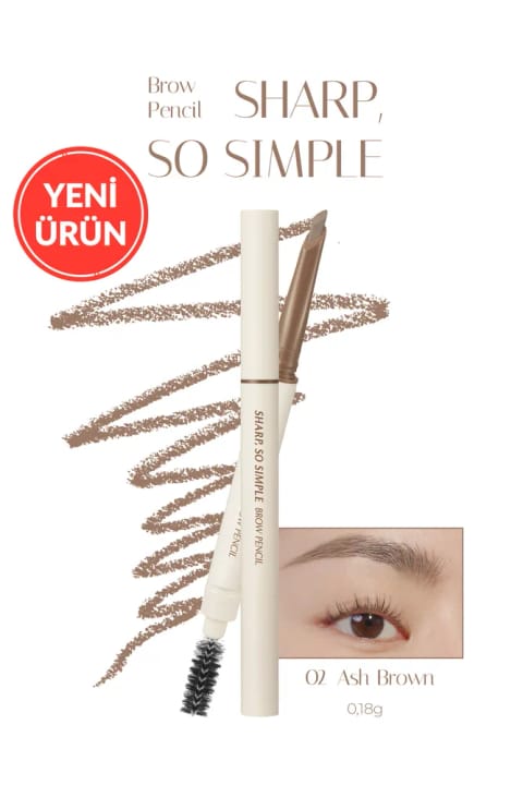 مداد ابرو CLIO Sharp So Simple با برس، خطوط ظریف و ضخیم — 02 Ash Brown