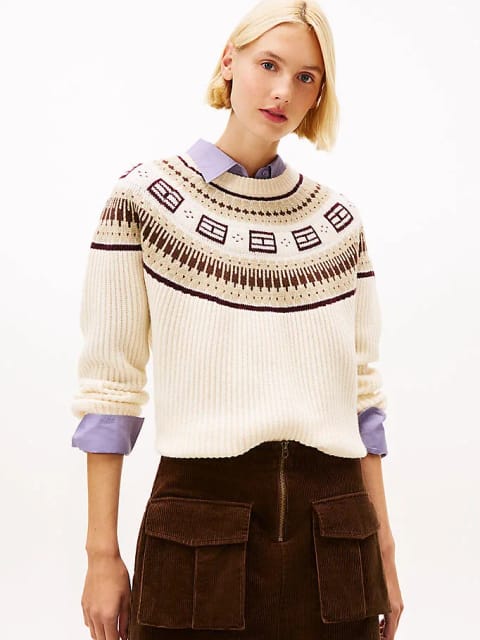 Tommy Hilfiger زنانه یقه C نرم پشمی