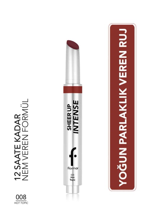 رژ لب ژلی فلورمار Sheer Up Intense با بافت کرمی و پایانی براق - 008 Hot Topic