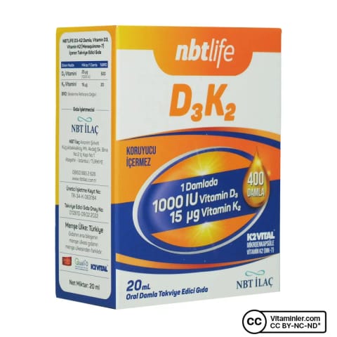 Nbt Life Vitamin D3 K2 20 mL قطره