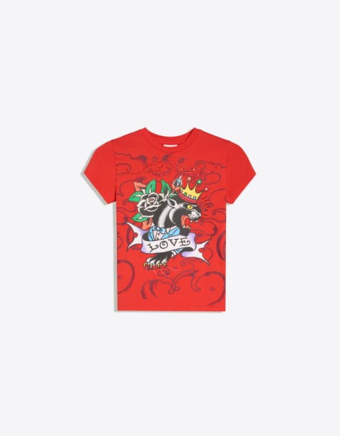 تیشرت آستین کوتاه طرح‌دار ED HARDY X BERSHKA