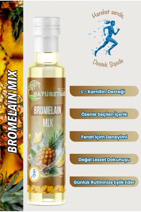 Naturetime Premium Bromelain Mix 250 میلی‌لیتر نوشیدنی دتوکس بدون گلوتن، بدون آفت‌کش و...