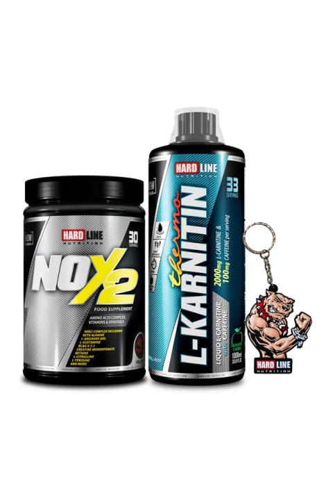 Hardline Thermo L-Carnitine 1000mg پودر طعم سیب سبز و Nox2 شاهتوت