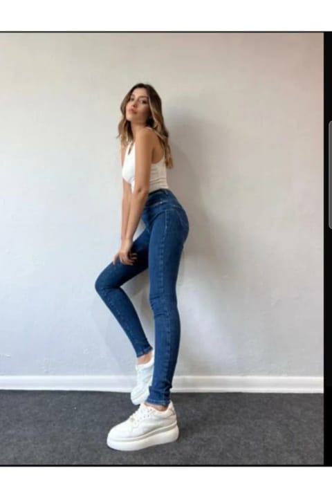 Livik Emmiy شلوار جین اسکینی بدون رنگ‌پریدگی مدل جمع‌کننده و لاغرکننده