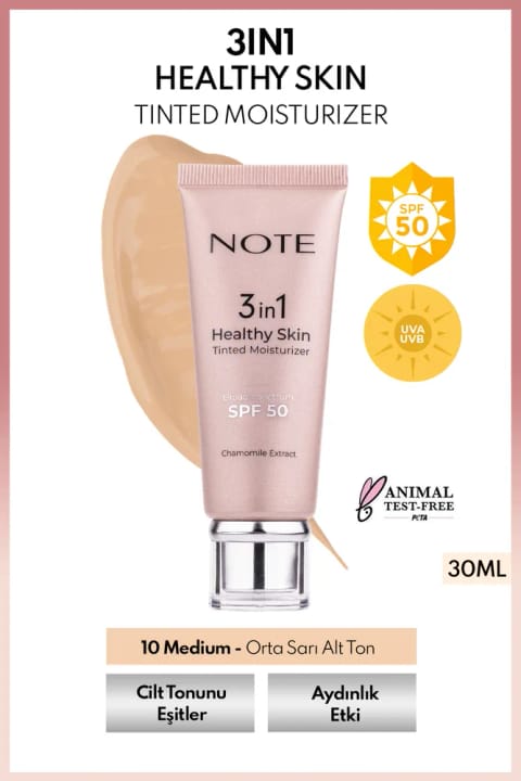 کرم مرطوب‌کننده رنگی 3 در 1 سلامت پوست Note با SPF 50