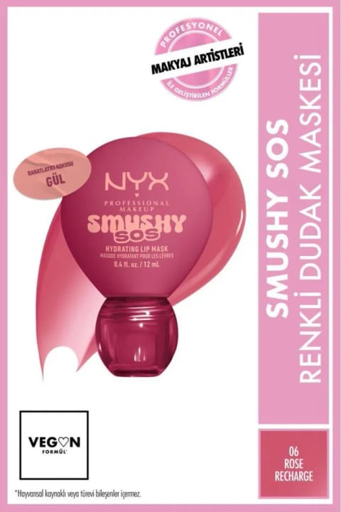 NYX Professional Makeup Smushy SOS ماسک لب رنگی با تاثیر آبرسانی شدید — 06 Rose Recharge